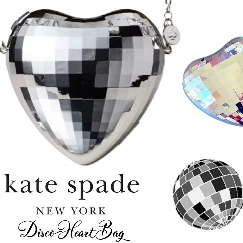 Kate Spade X Target Silver Reflective Disco Heart Crossbody Bag